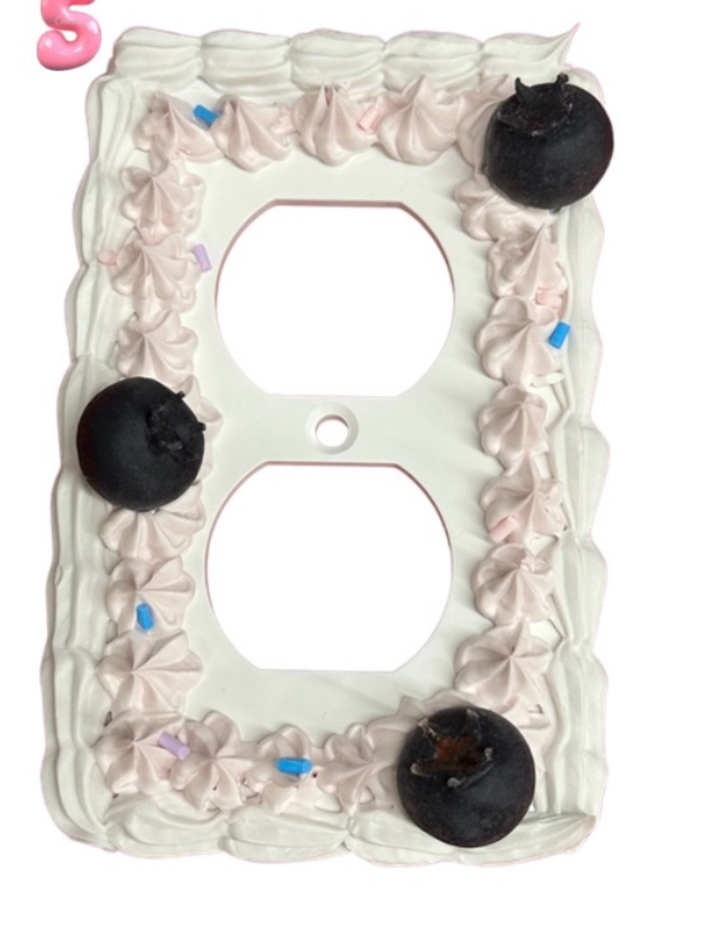 Decorative White & Light Pink Outlet Cover Plate